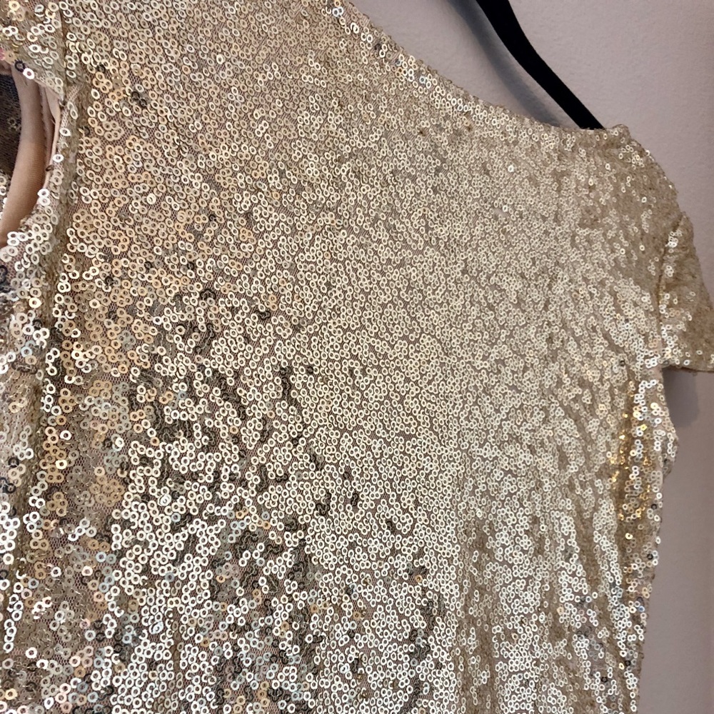 Gorgeous Gold Sequined Bridesmaid Dress - Picture 3 of 4